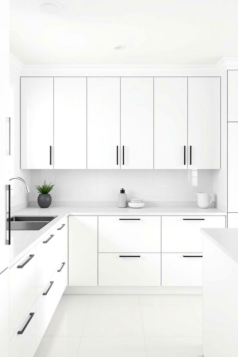 Elevated Elegance - 24 White Kitchen Cabinets With Black Hardware