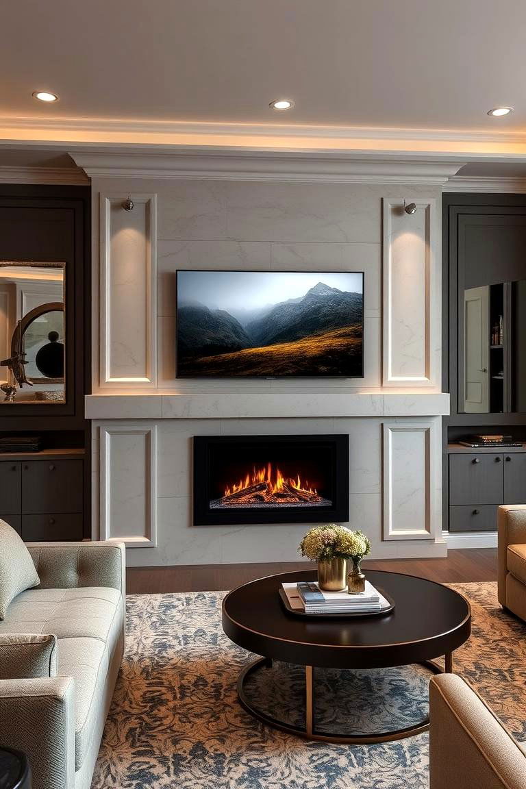Elevated Luxe Experience - 24 Electric Fireplace Ideas With Tv Above