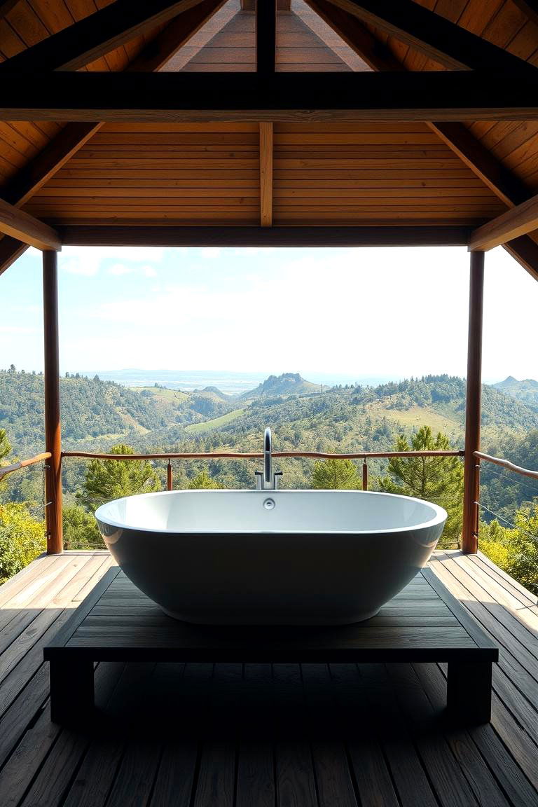 Elevated Outdoor Bathtub with Panoramic Views - 24 Outdoor Bathroom Ideas