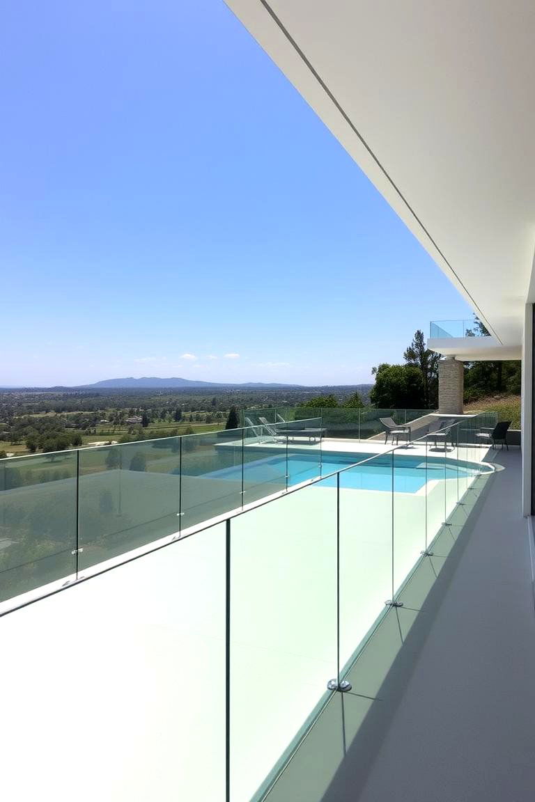 Elevated Pool Deck with Glass Railing - 24 Above-ground Pool With Deck Ideas