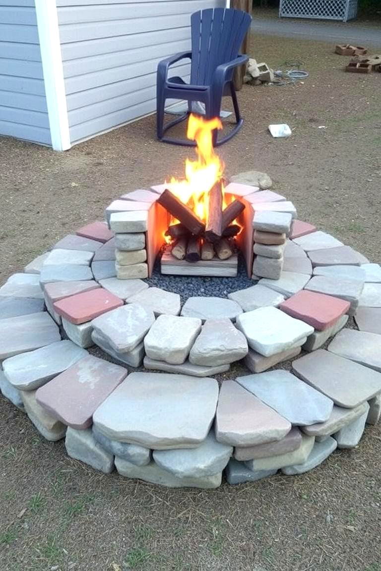 Elevated Rock Fire Pit Platform - 24 Rock Fire Pit Ideas