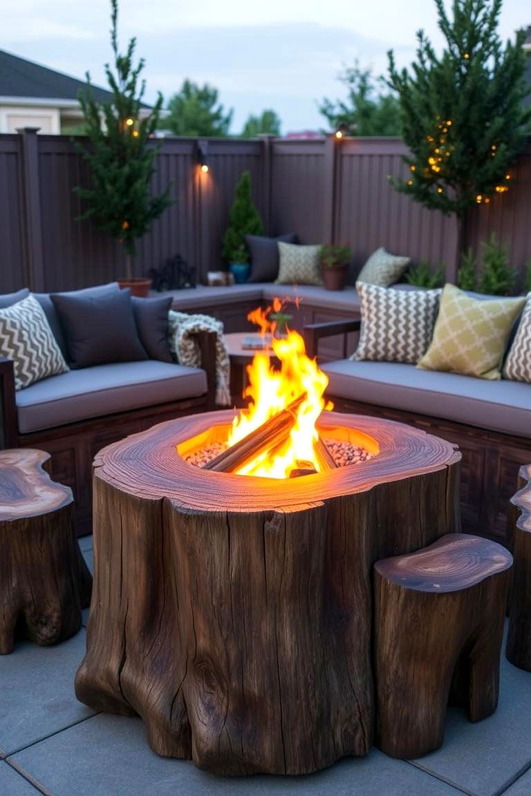 Elevated Seating Fire Pit - 24 Tree Stump Fire Pit Ideas