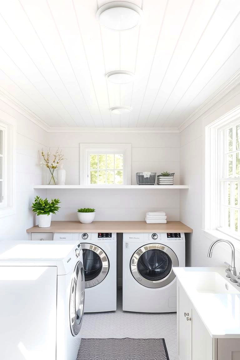 Elevated Shiplap Ceiling Design - 24 Shiplap Laundry Room Ideas