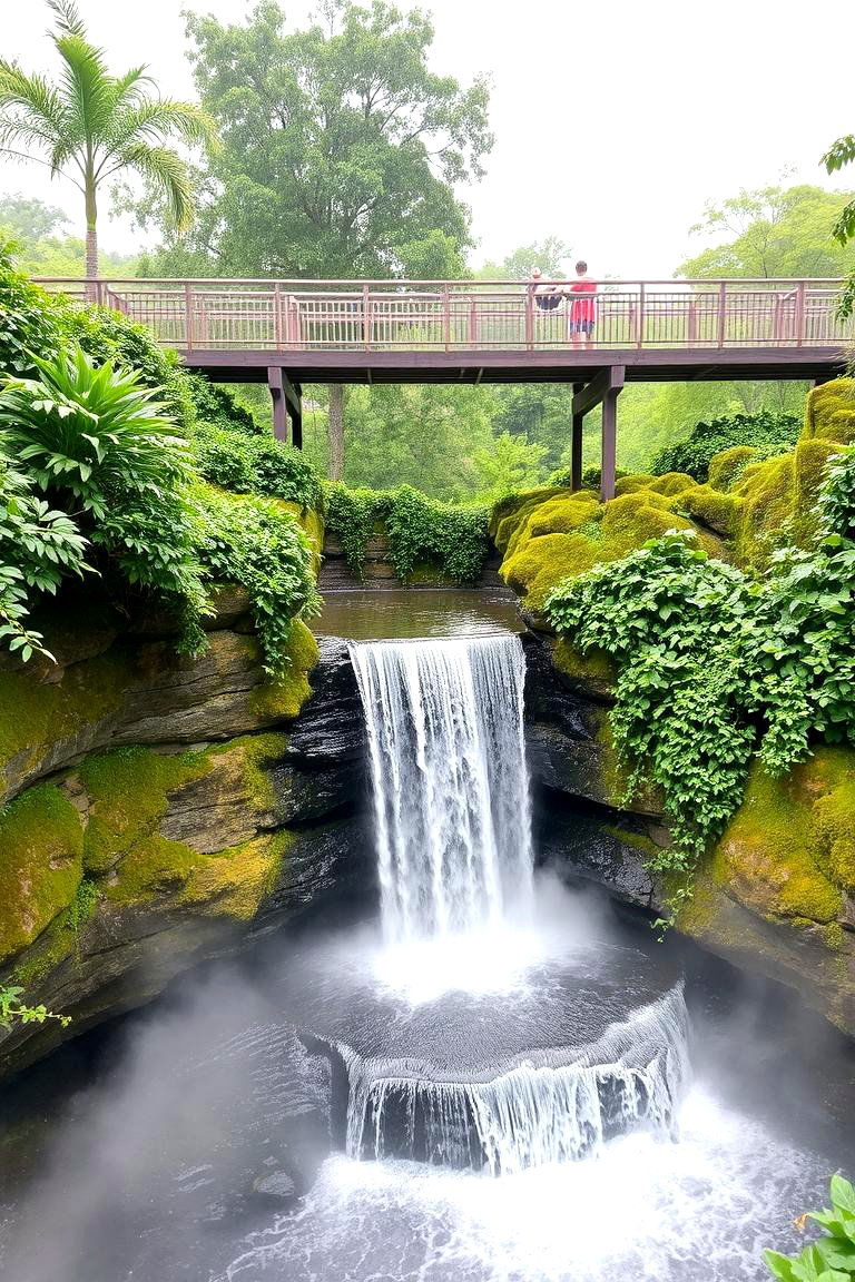 Elevated Walkway with Waterfall Feature - 24 Elevated Walkway Ideas