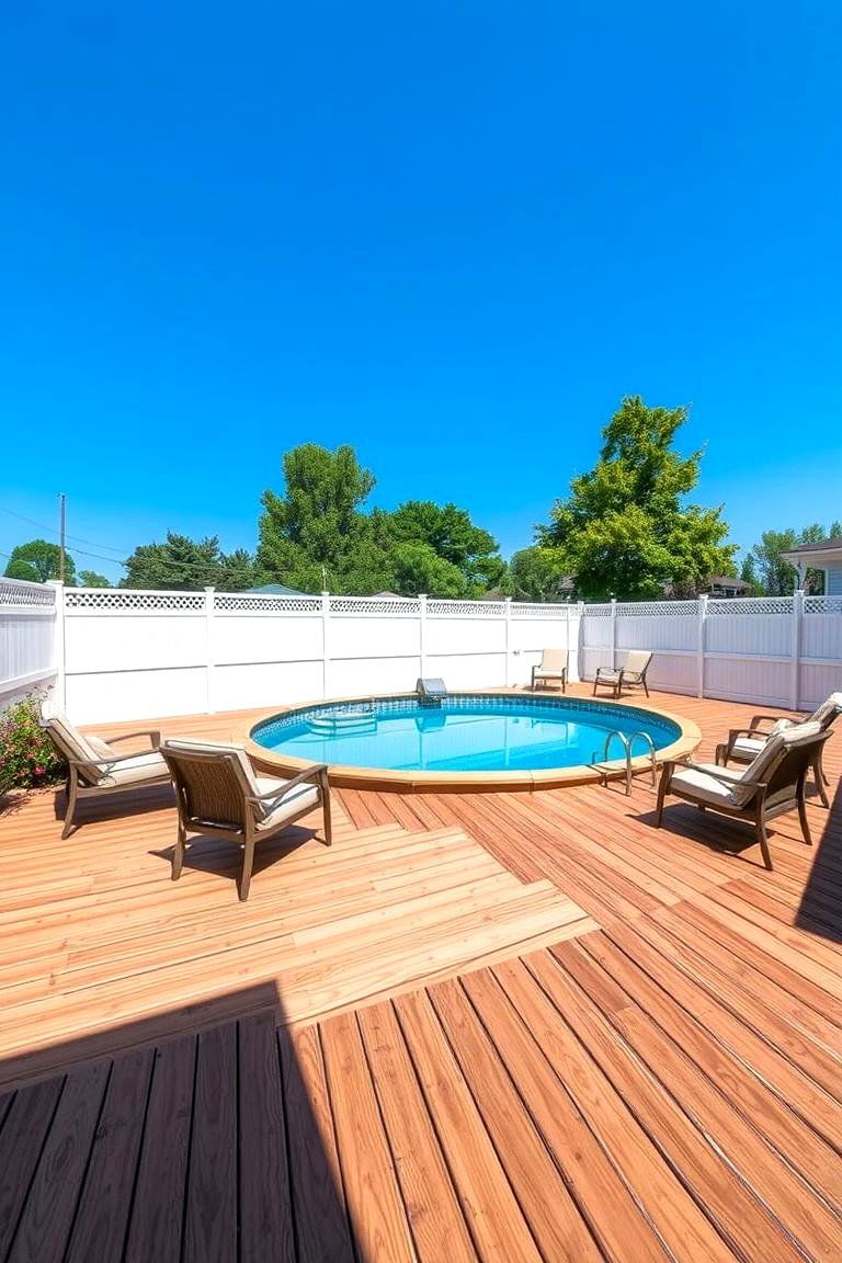 Elevated Wooden Deck for Pool Access - 24 Above Ground Pool Landscaping Ideas