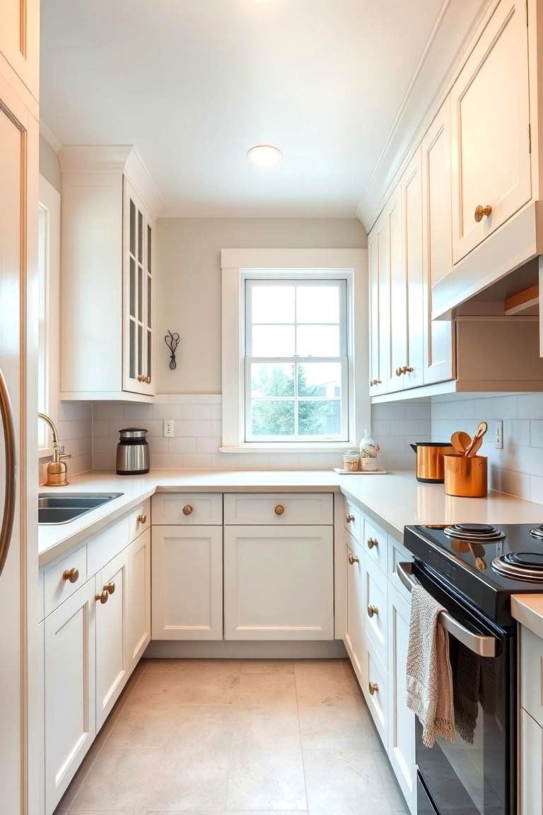Elevating the Overall Kitchen Aesthetic - 24 White Kitchen Cabinets With Gold Hardwar