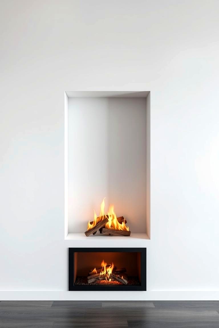 Embedded Fireplace in Wall Niche - 24 3 Sided Fireplace Ideas