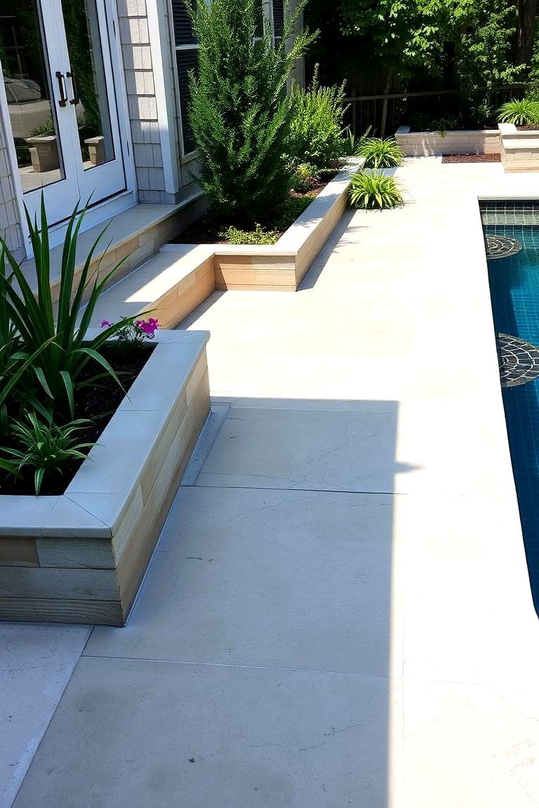 Embedded Planter Boxes - 24 Concrete Pool Deck Ideas
