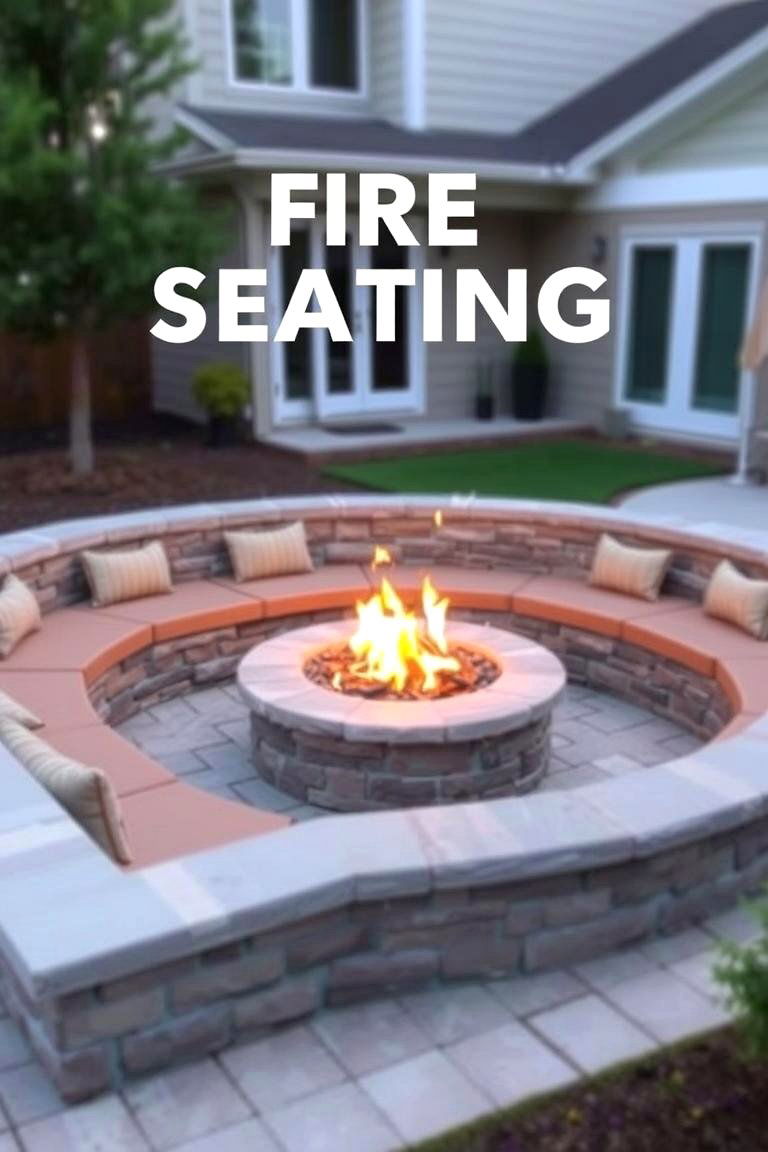 Embedded Seating Concrete Paver Fire Pit - 24 Concrete Paver Patio Fire Pit Ideas