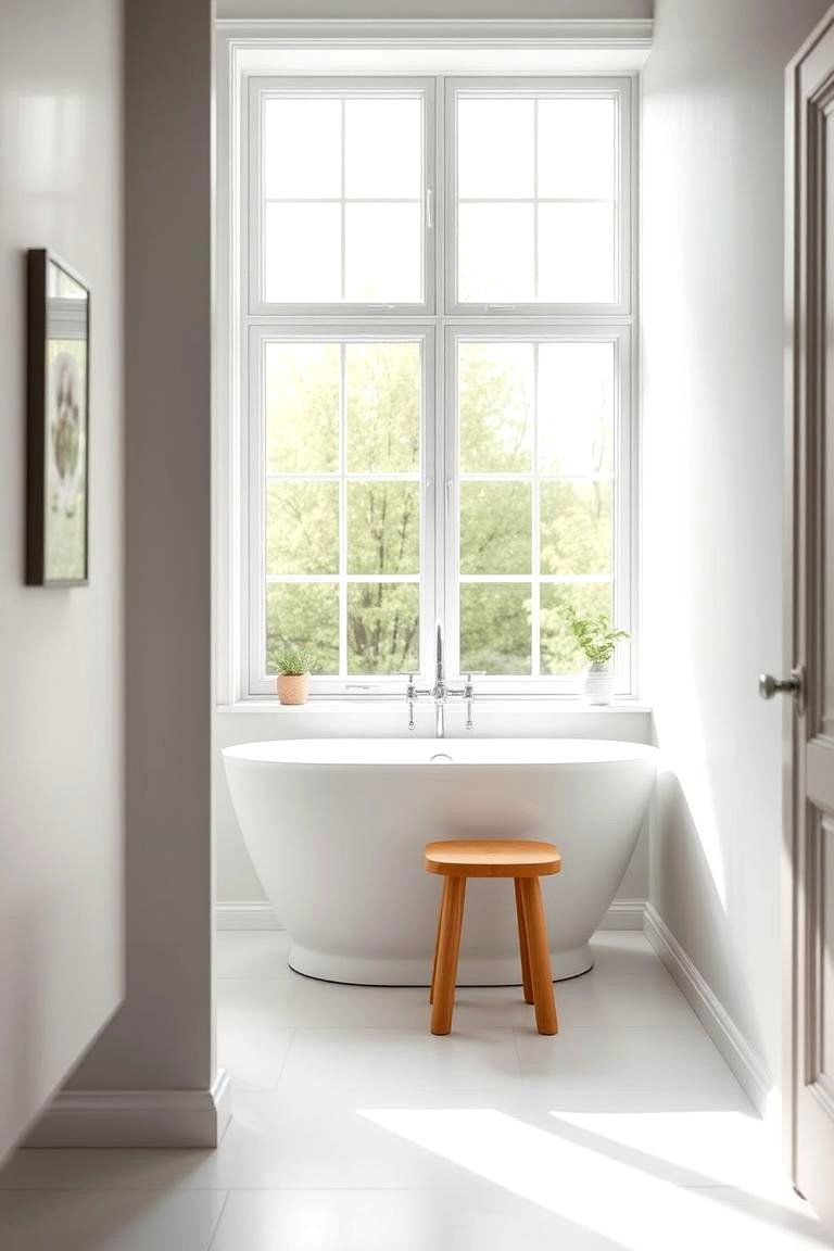 Embrace Natural Light with Large Windows - 24 Scandinavian Bathroom Ideas