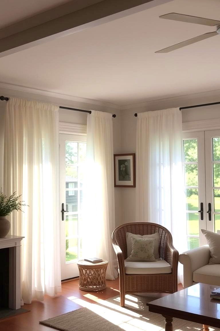 Embrace Natural Light with Sheer Curtains - 24 Cottage Living Room Ideas