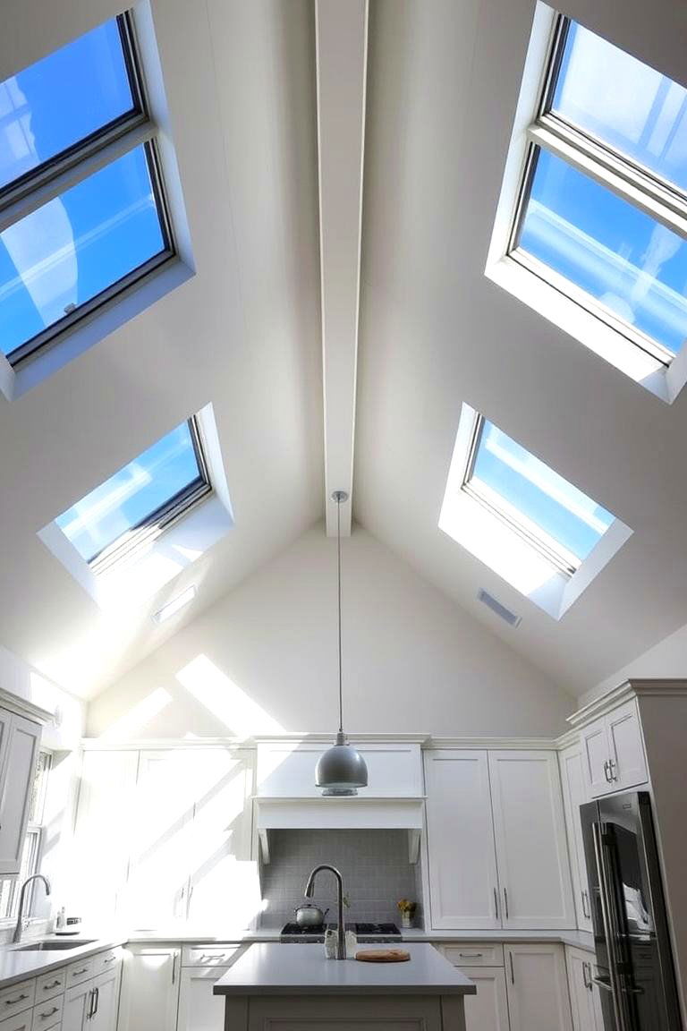 Embrace Natural Light with Skylights - 24 Vaulted Ceiling Kitchen Ideas