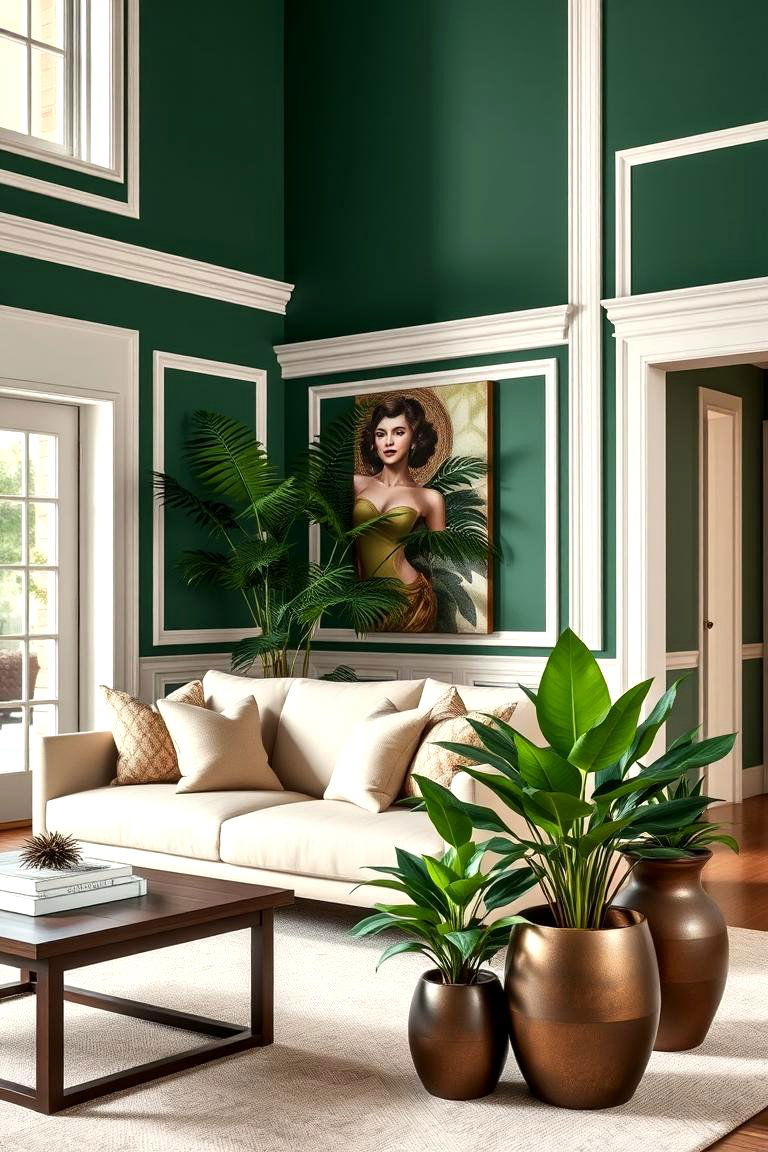 Embrace Natures Palette with Emerald Green Walls - 24 Green Living Room Ideas