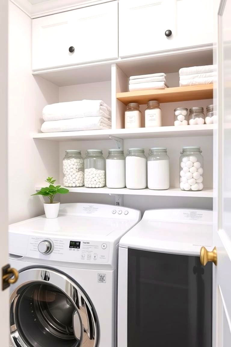 Embrace Open Shelving - 24 White Laundry Room Ideas