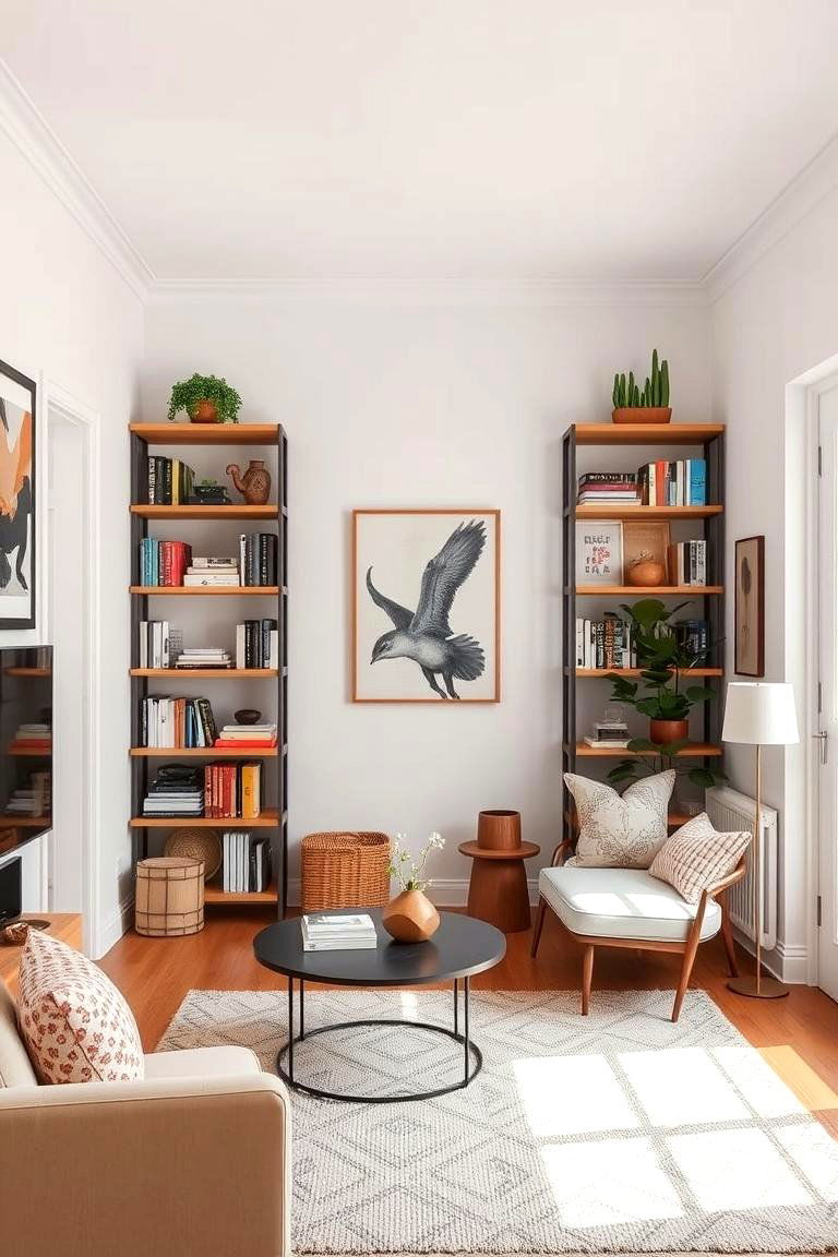 Embrace Open Shelving for an Airy Feel - 24 Awkward Living Room Layout Ideas