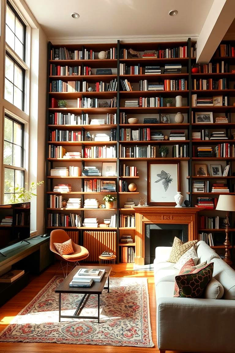 Embrace Verticality with Tall Shelving - 24 Townhouse Interior Design Ideas