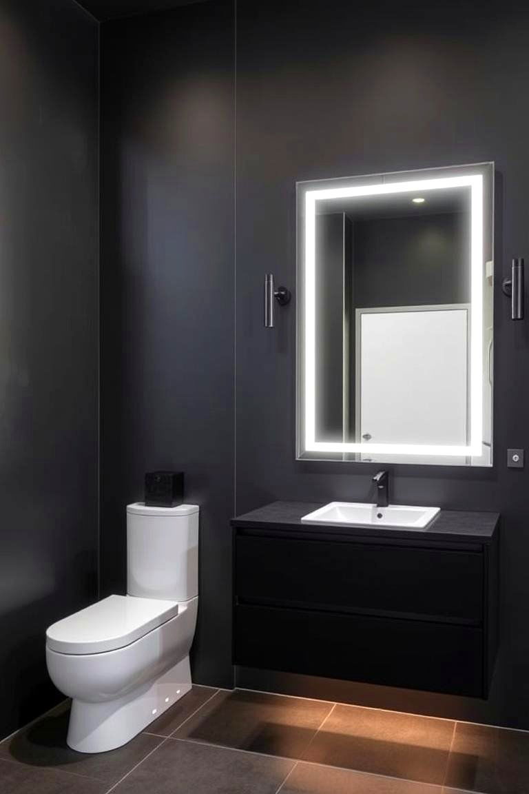 Embrace a Dark Color Palette - 24 Masculine Bathroom Ideas