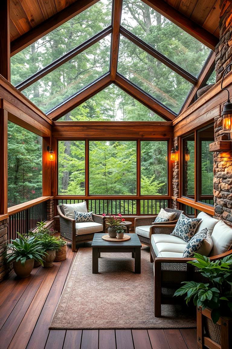 Embrace the Warmth of Natural Elements - 24 Sunroom and Deck Combo Ideas