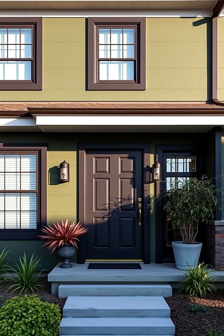 Embracing Bold Simplicity - 24 Dark Olive Green House With Black Trim