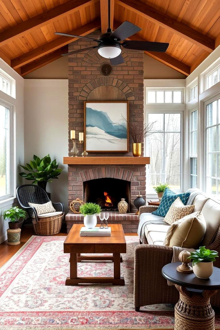 Embracing Comfort with Custom Decor - 24 Sunroom With Fireplace