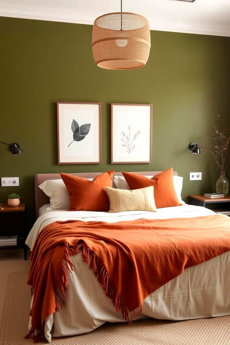 Embracing Olive Green with Warm Terracotta - 24 Olive Green Bedroom Ideas