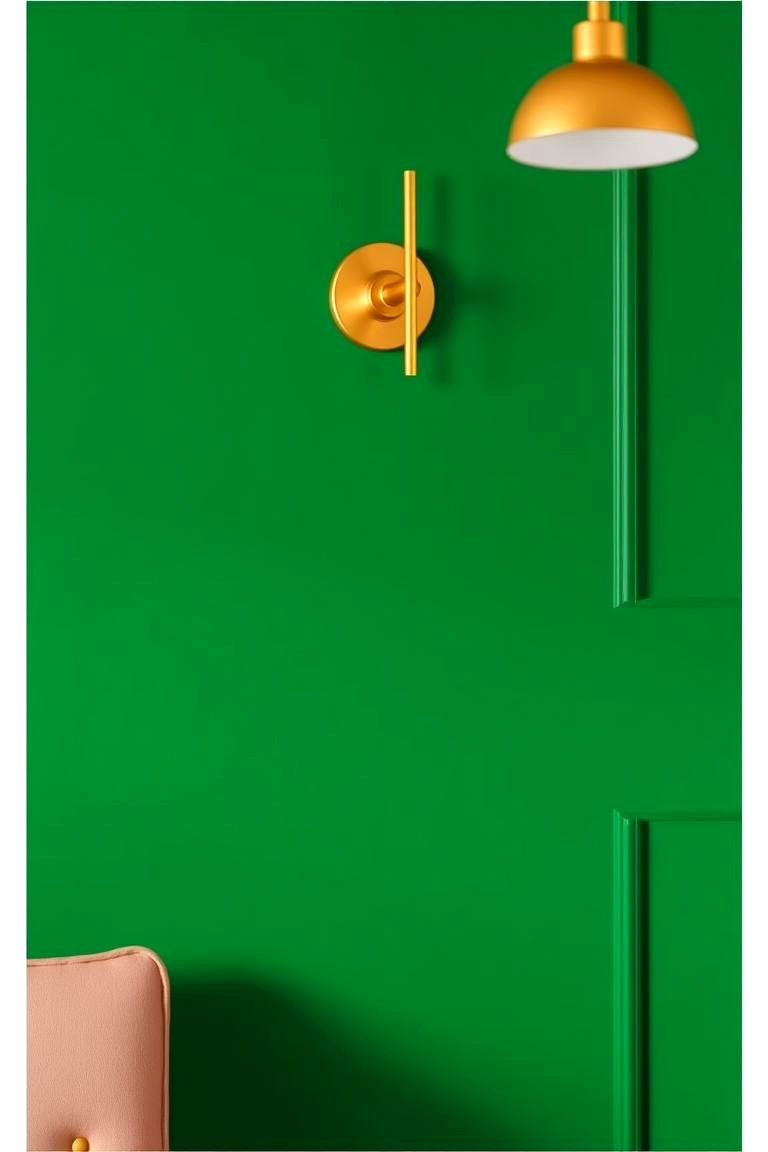 Emerald Green Accent Walls with Gold Fixtures - 24 Emerald Green and Gold Living Room Ideas