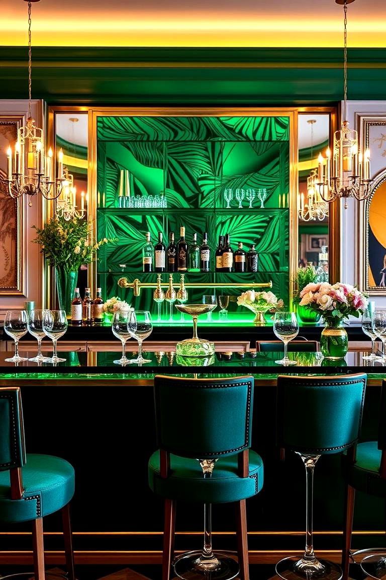 Emerald Green Bar Decor - 24 Emerald Green Wedding Ideas