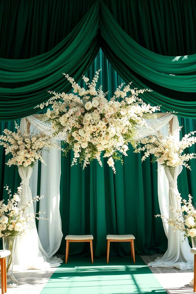Emerald Green Ceremony Backdrop - 24 Emerald Green Wedding Ideas