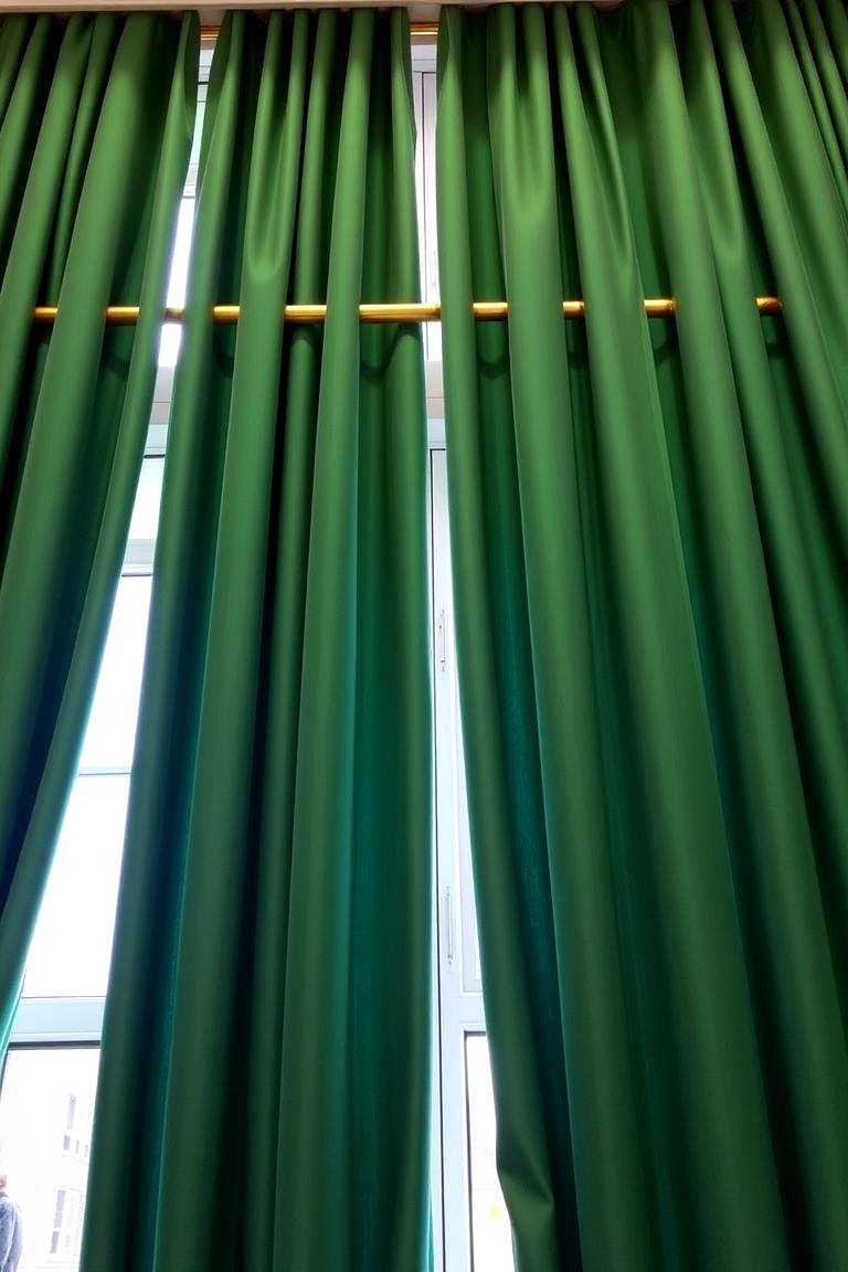 Emerald Green Curtains with Gold Curtain Rods - 24 Emerald Green and Gold Living Room Ideas