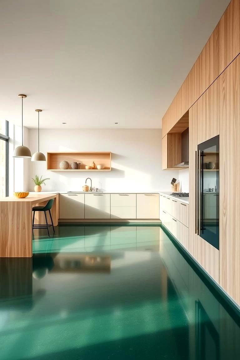 Emerald Green Flooring - 24 Emerald Green Kitchen Ideas
