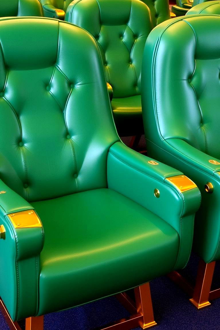 Emerald Green Leather Chairs with Gold Accents - 24 Emerald Green and Gold Living Room Ideas