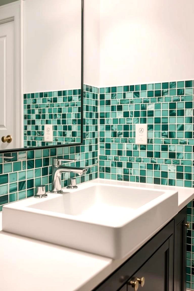 Emerald Green Mosaic Backsplash - 24 Green Bathroom Ideas