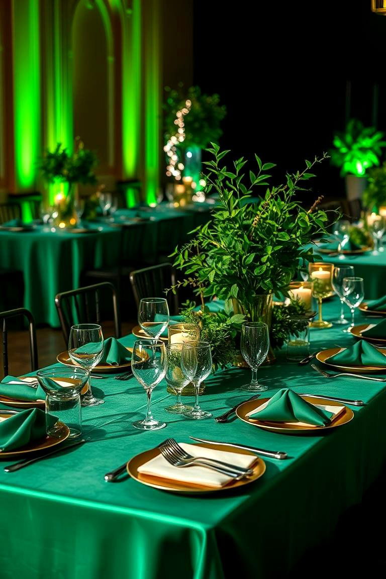 Emerald Green Table Settings - 24 Emerald Green Wedding Ideas