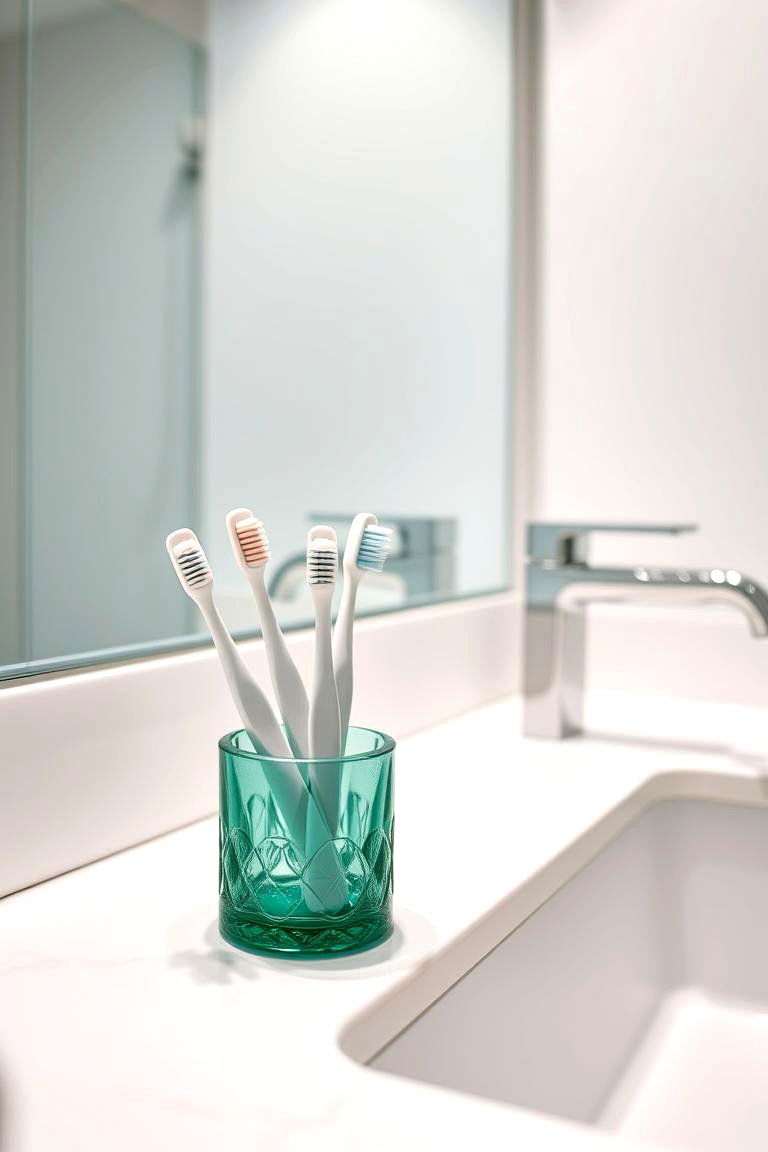 Emerald Green Toothbrush Holder - 24 Green Bathroom Ideas
