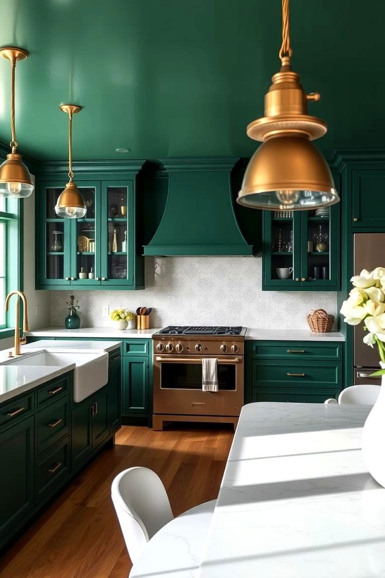Emerald Green and Gold Accents - 24 Emerald Green Kitchen Ideas