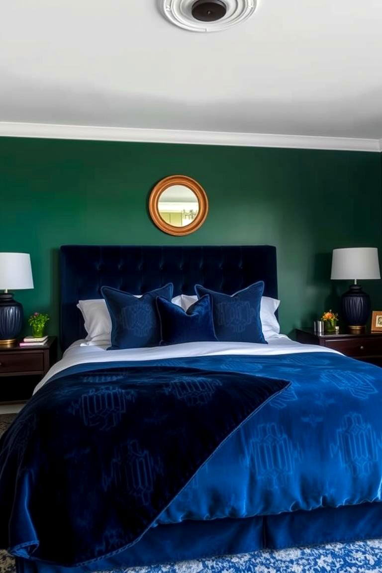 Emerald Green and Navy Blue - 24 Emerald Green Bedroom Ideas