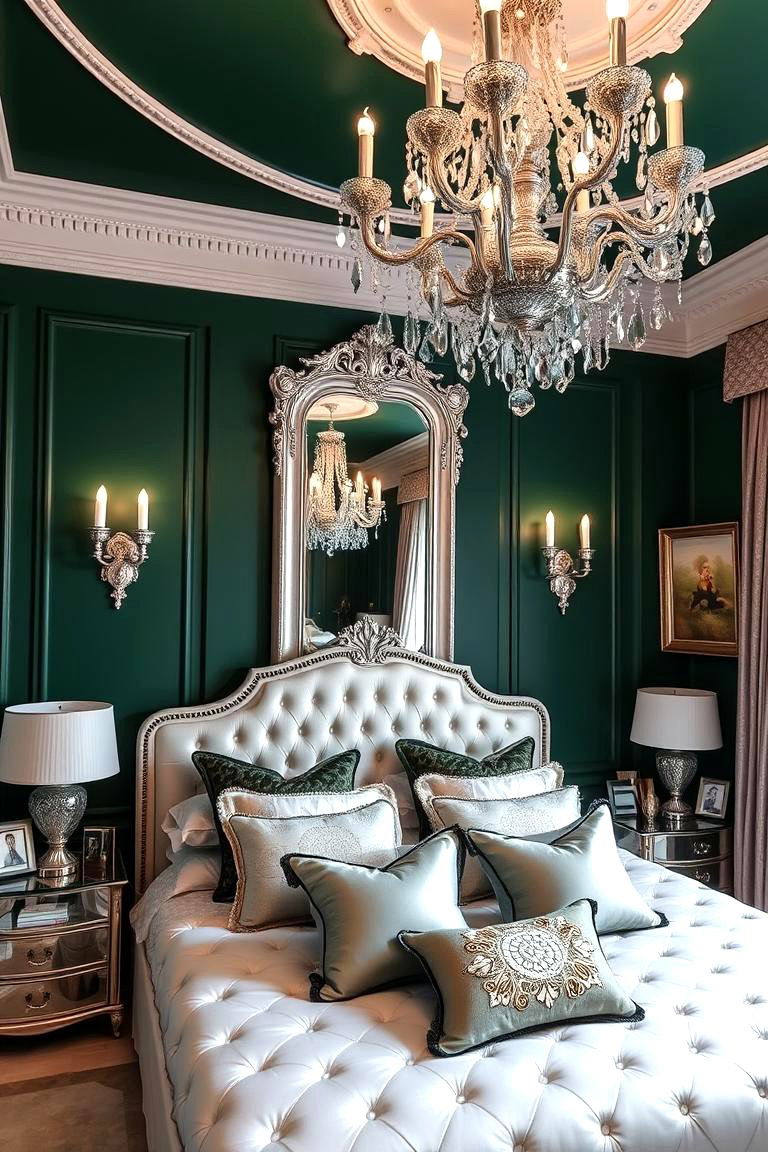 Emerald Green and Silver Accents - 24 Emerald Green Bedroom Ideas