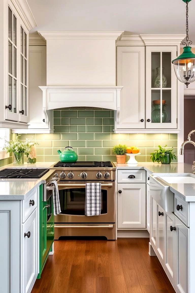 Emerald Green and White Cabinetry - 24 Emerald Green Kitchen Ideas