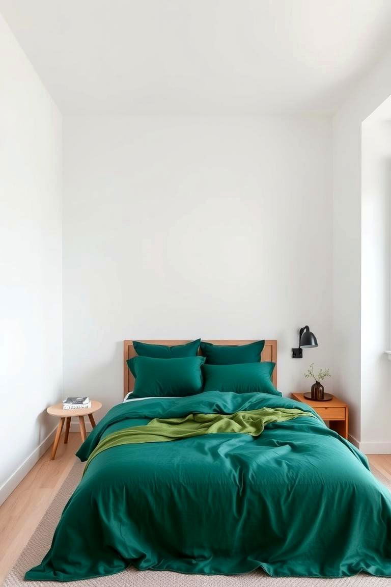 Emerald Green in a Minimalist Bedroom - 24 Emerald Green Bedroom Ideas