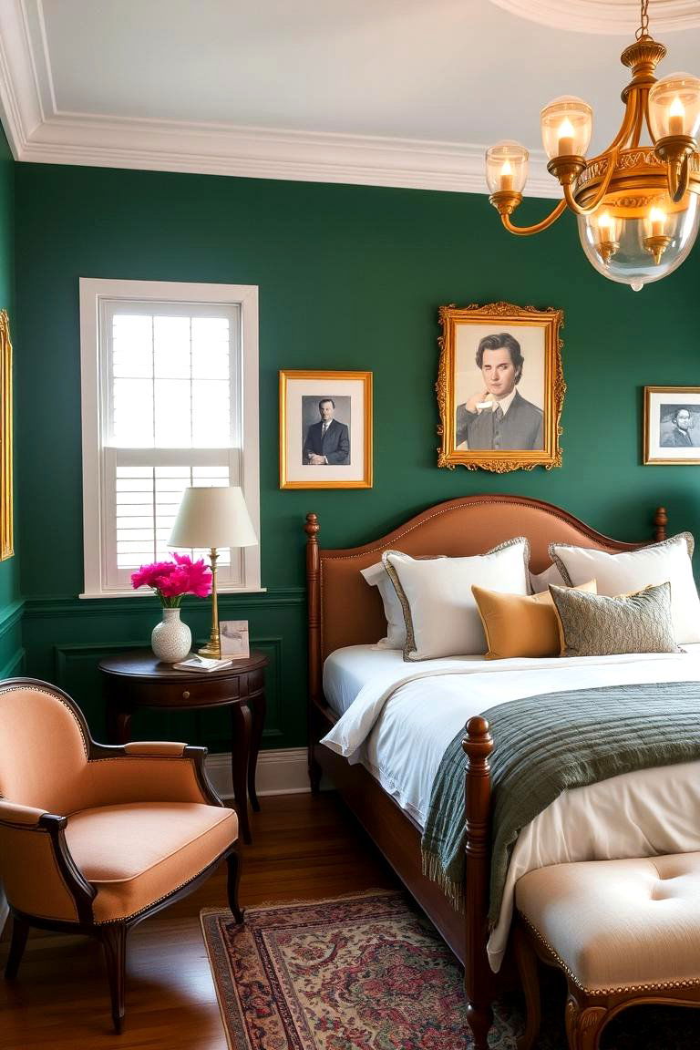 Emerald Green with Brass Accents - 24 Emerald Green Bedroom Ideas