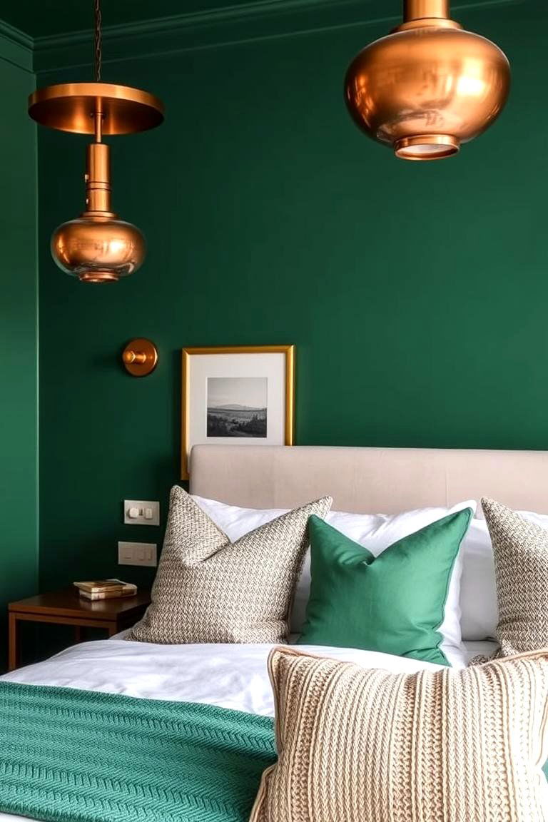 Emerald Green with Copper Accents - 24 Emerald Green Bedroom Ideas