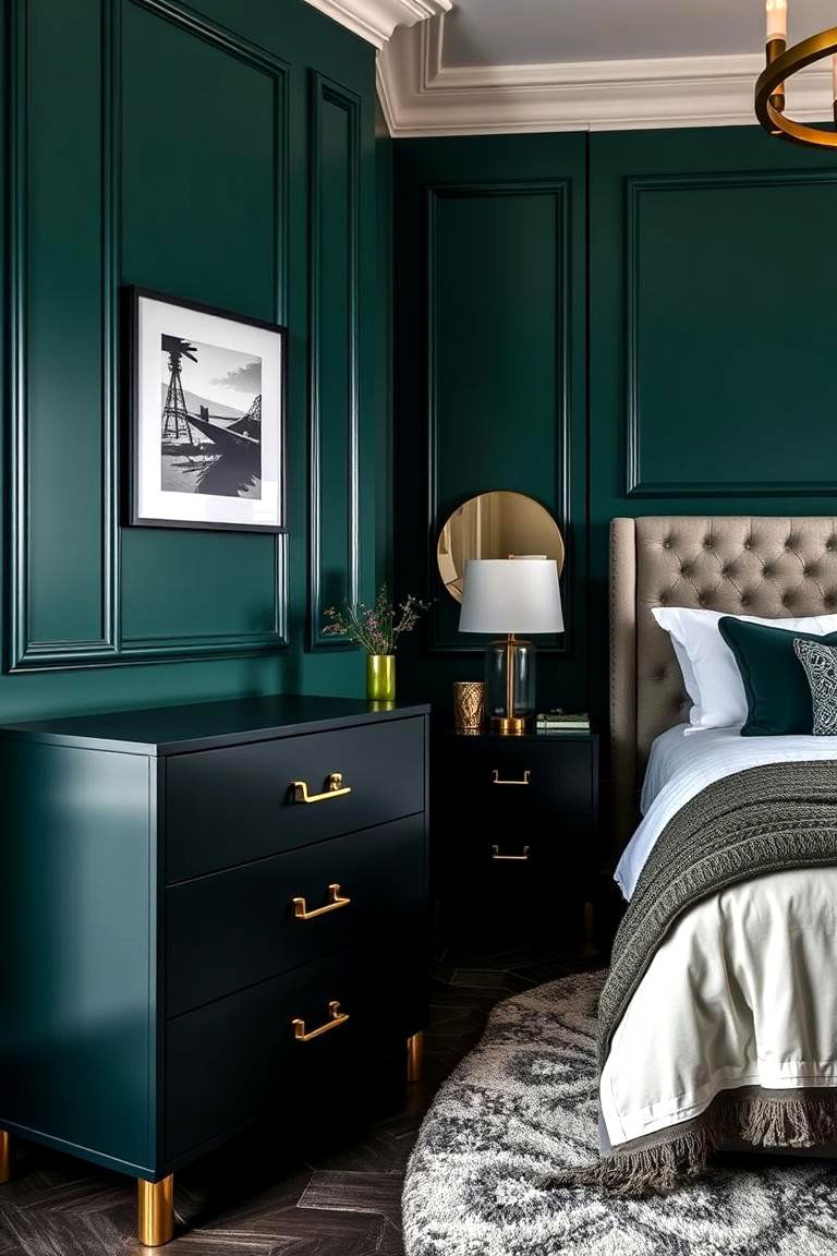 Emerald Green with Gold Accents - 24 Emerald Green Bedroom Ideas