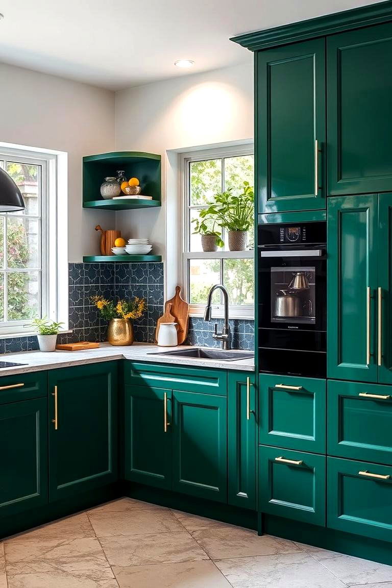 Emerald Green with Gray Accents - 24 Emerald Green Kitchen Ideas