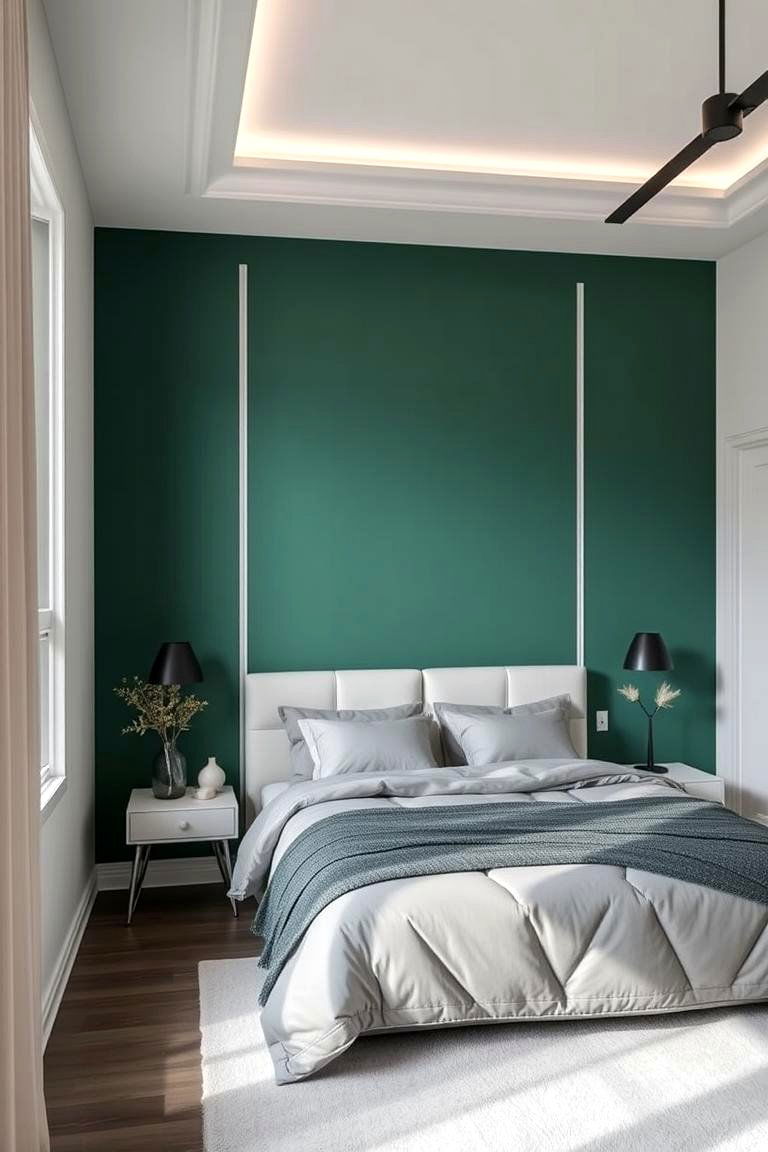 Emerald Green with Grey Accents - 24 Emerald Green Bedroom Ideas