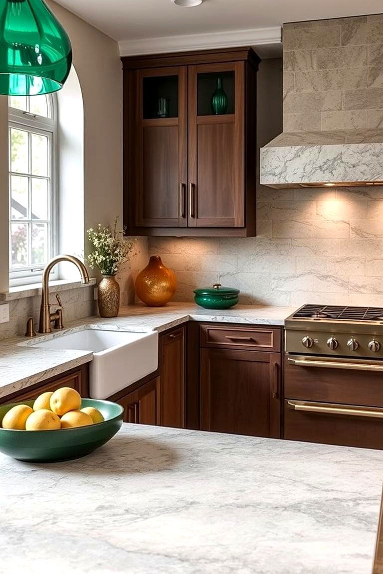 Emerald Green with Natural Stone - 24 Emerald Green Kitchen Ideas