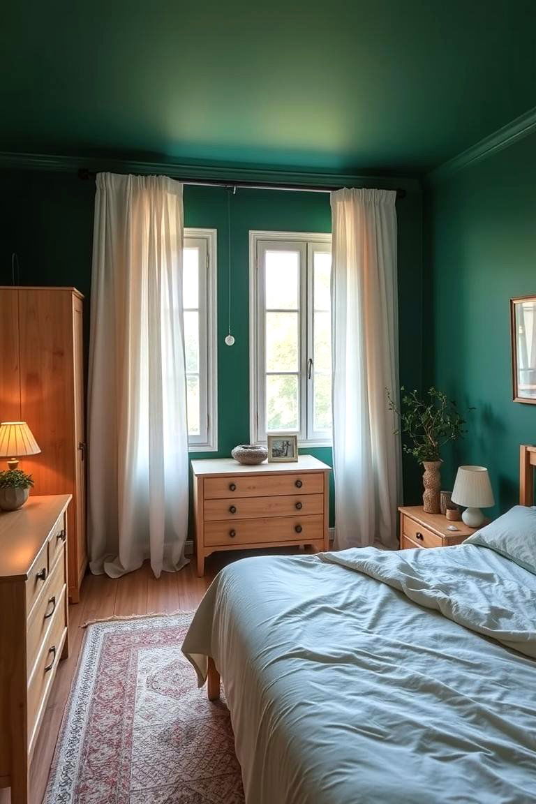 Emerald Green with Natural Wood - 24 Emerald Green Bedroom Ideas