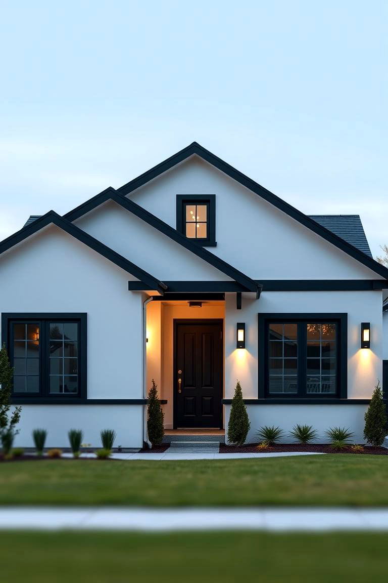 Emphasizing Rooflines - 24 single story white house black trim