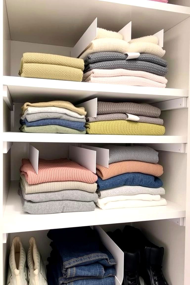 Employ Shelf Dividers to Stack Items Neatly - 24 Small Closet Storage Ideas