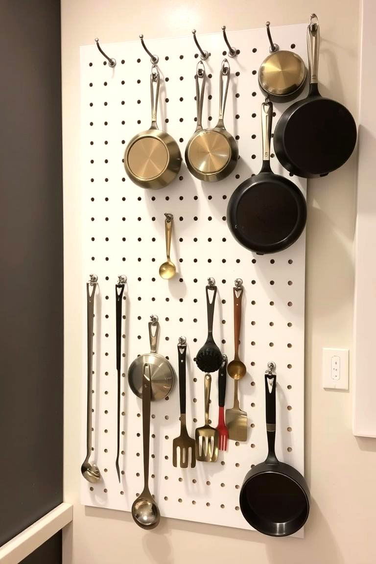 Employing a Pegboard System - 24 Pots and Pans Storage Ideas