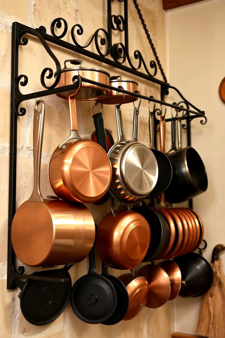 Employing a Pot Rack on the Wall - 24 Pots and Pans Storage Ideas